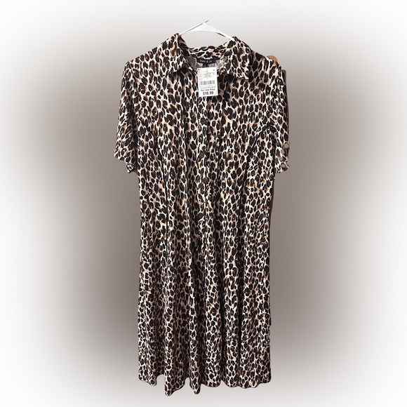 Leopard Print Button-Up Dress - Picture 1 of 2